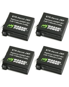 Wasabi Power Battery for GoPro HERO4 and GoPro AHDBT-401 (4-Pack)