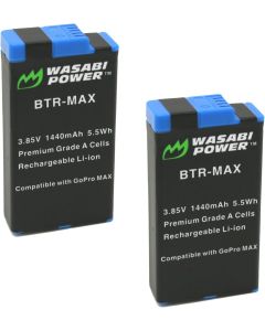 Wasabi Power Replacement for GoPro MAX Battery (2-Pack) and GoPro ACBAT-001 (Fully Compatible)