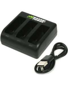 Wasabi Power HERO11 Black, HERO10 Black, HERO9 Black Triple Battery Charger Compatible with GoPro Hero 11 Black, Hero 10 Black, Hero 9 Black, and GoPro Enduro Battery