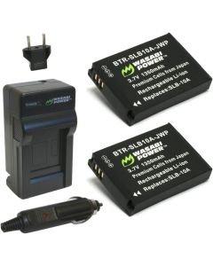 Wasabi Power Battery (2-Pack) and Charger for Samsung SLB-10A