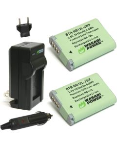 Wasabi Power Battery (2-Pack) and Charger for Canon NB-12L and Canon PowerShot G1 X Mark II, N100, VIXIA Mini X