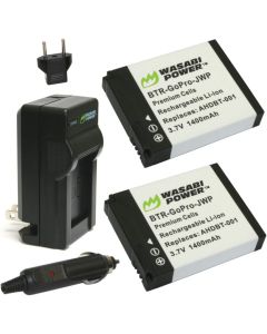 Wasabi Power Battery (2-Pack) and Charger for GoPro HD HERO2, GoPro Original HD HERO (2010 model) and GoPro AHDBT-001, AHDBT-002