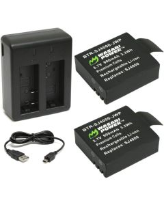 Wasabi Power Battery (2-Pack) and Dual Charger for 1080P and 4K Action Cameras (Compatible with AKASO, Aokon, Campark, DMYCO, HEIHEI, SOOCOO, Vemico, SJCAM M10, SJ4000, SJ5000 and more)