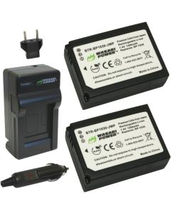 Wasabi Power Battery (2-Pack) and Charger for Samsung BP1030, BP1130, ED-BP1030 and Samsung NX200, NX210, NX300, NX1000, NX1100, NX2000