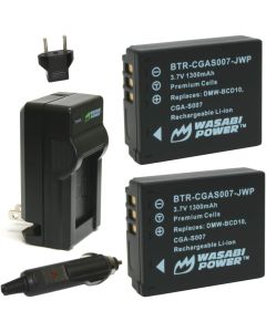Wasabi Power Battery (2-Pack) and Charger for Panasonic CGA-S007, DMW-BCD10 and Select Panasonic Cameras