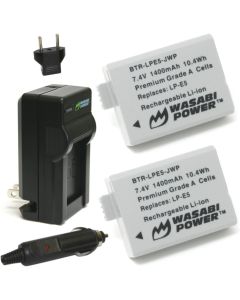 Wasabi Power Battery (2-Pack) and Charger for Canon LP-E5 and Canon EOS 450D, 500D, 1000D, Kiss F, Kiss X2, Kiss X3, Rebel XS, Rebel XSi, Rebel T1i