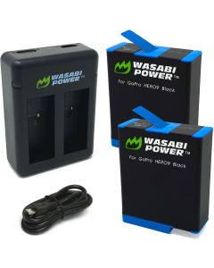 Wasabi Power Battery (2-Pack) and Dual Charger Compatible with GoPro HERO11 Black, HERO10 Black, HERO9 Black