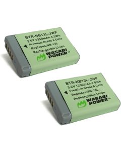 Wasabi Power NB-13L Battery (2-Pack) for Canon PowerShot G1 X Mark III, G5 X, G7 X, G7 X Mark II, G9 X, G9 X Mark II, SX620 HS, SX720 HS, SX730 HS, SX740 HS
