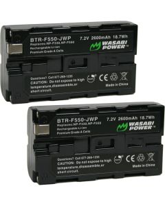 Wasabi Power Battery (2-Pack) for Sony NP-F330, NP-F530, NP-F550, NP-F570 (2600mAh, L Series) & CN-160, CN-216, CN-126 Series, Atomos Ninja V, Shinobi, Shogun 7, BMPCC 6K Pro and More